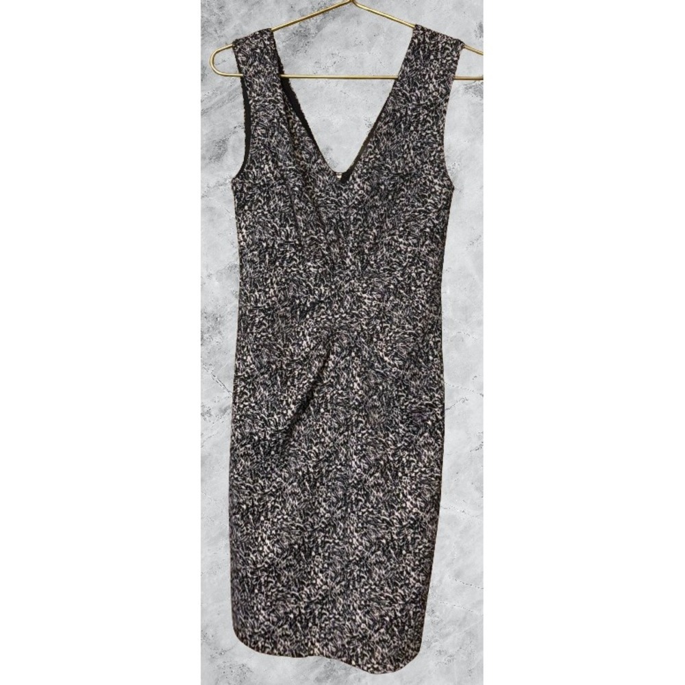 Express Womens Black White Abstract Print V-Neck Sheath Dress Size 6 Sleeveless